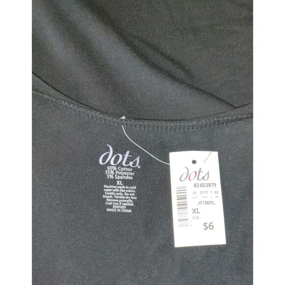 Vintage Y2K Dots Store Black Tshirt Top Basic Stretch NEW NWT Short Sleeves XL - Picture 6 of 12